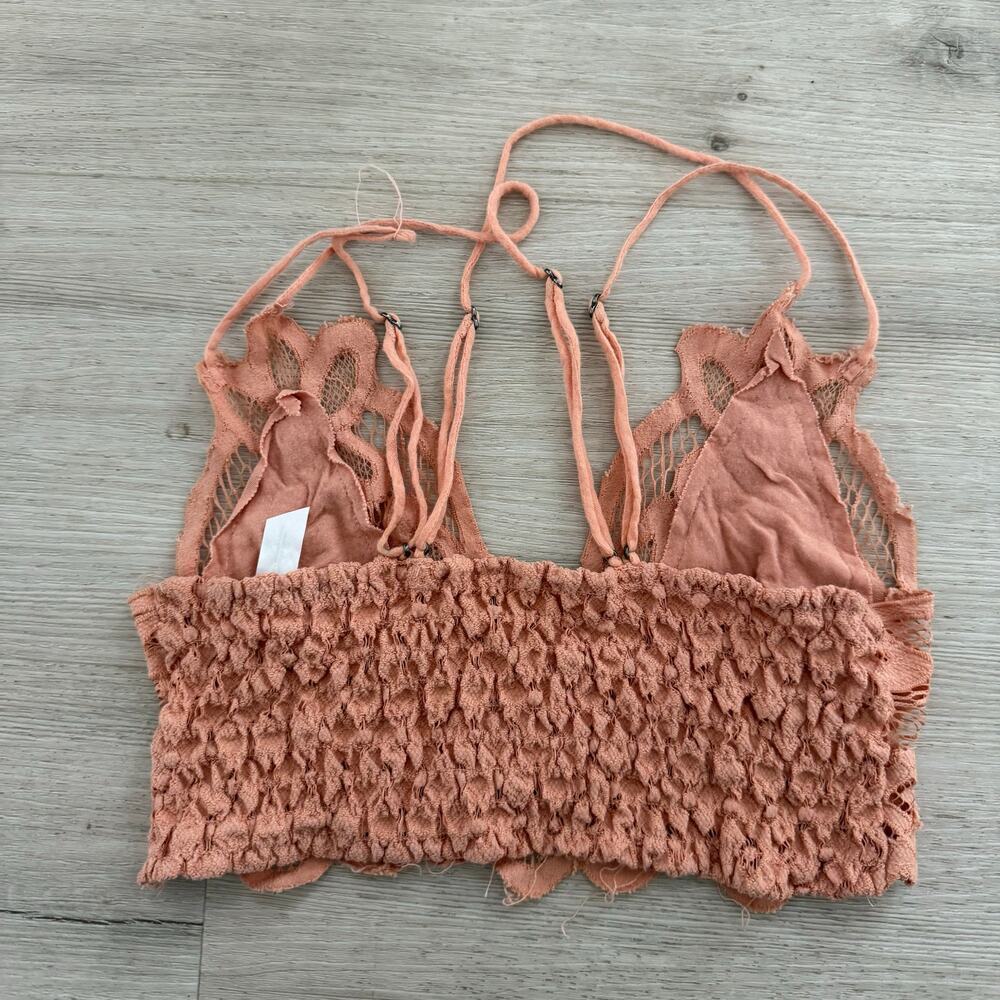 Free People One Adella Peach Lace Bra Strappy Bralette Size XS - Picture 4 of 4